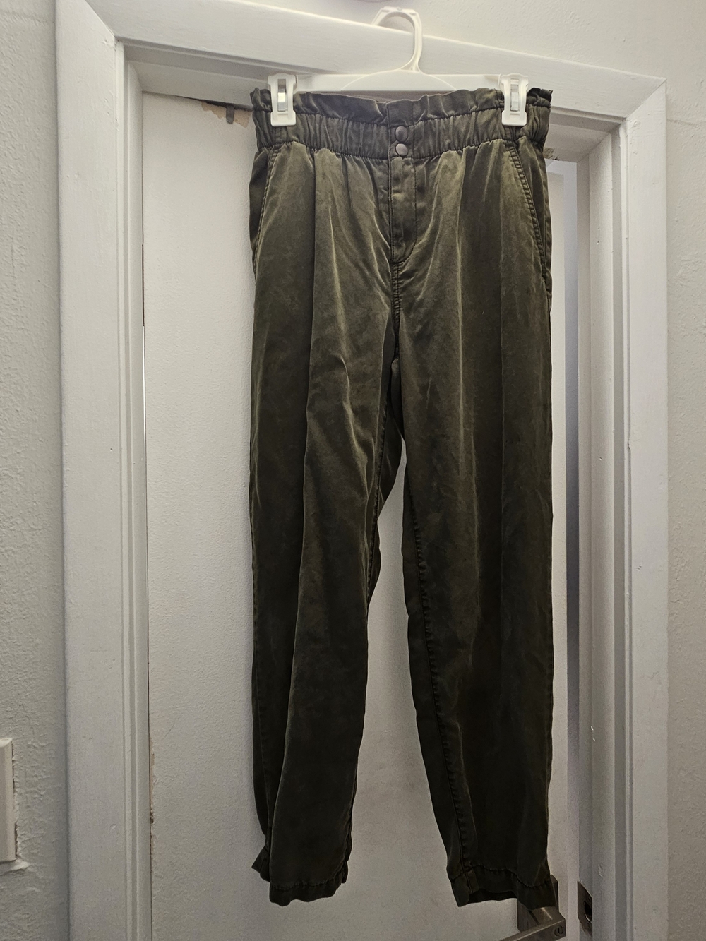 LOFT Olive Green Paperbag Waist Chinos